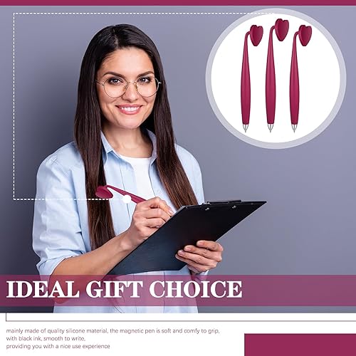 Miniatura 6 de Glenmal 3 bolígrafos magnéticos, divertidos bolígrafos de tinta negra, bolígrafos de corazón para nevera y otras superficies magnéticas, regalos de