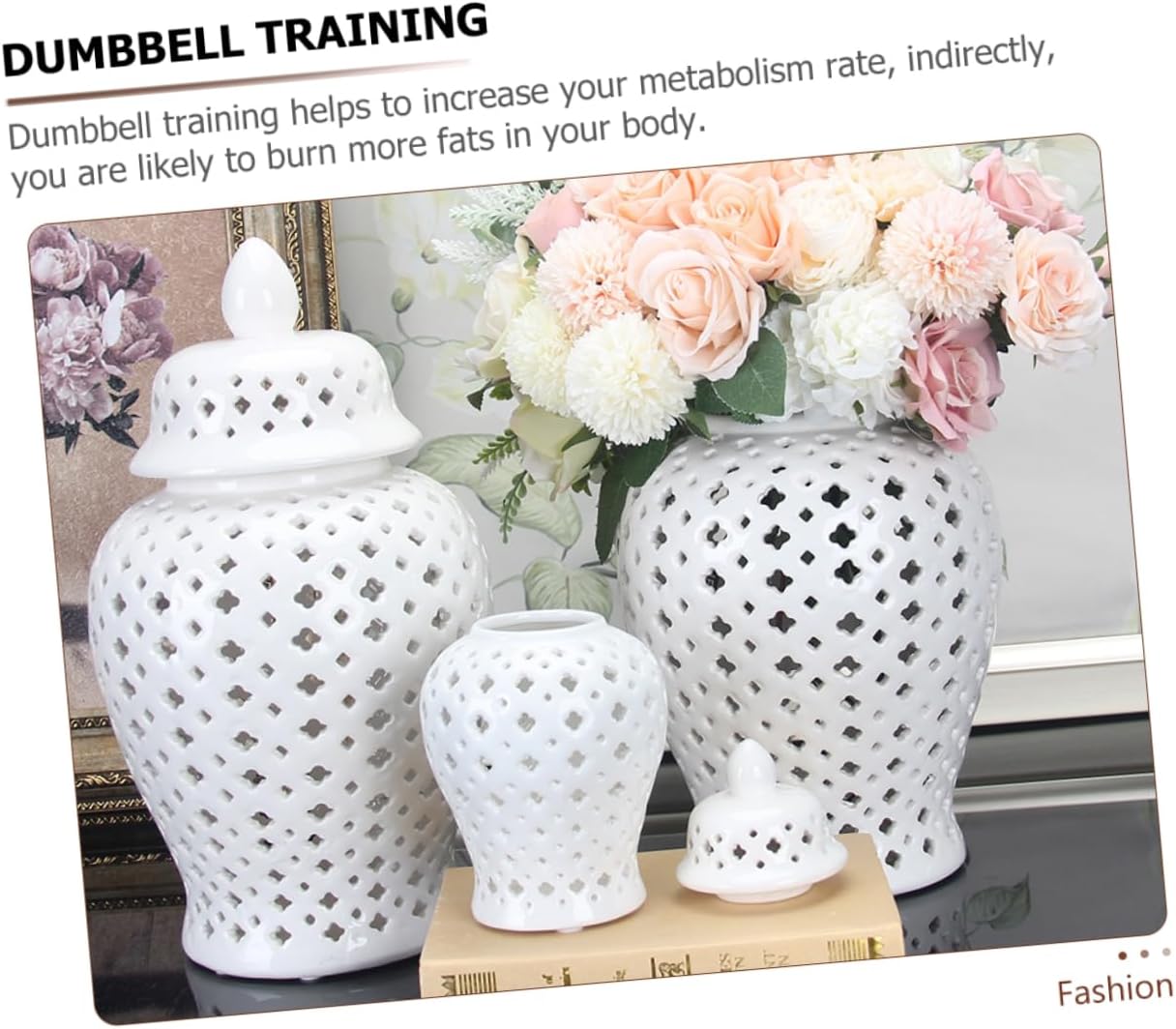 Cabilock Ceramic Decorative Hollow Ginger Jar Flower Vase for Home Decor Elegant Planter for Wedding and Garden Use Lightweight Centerpiece Ornament