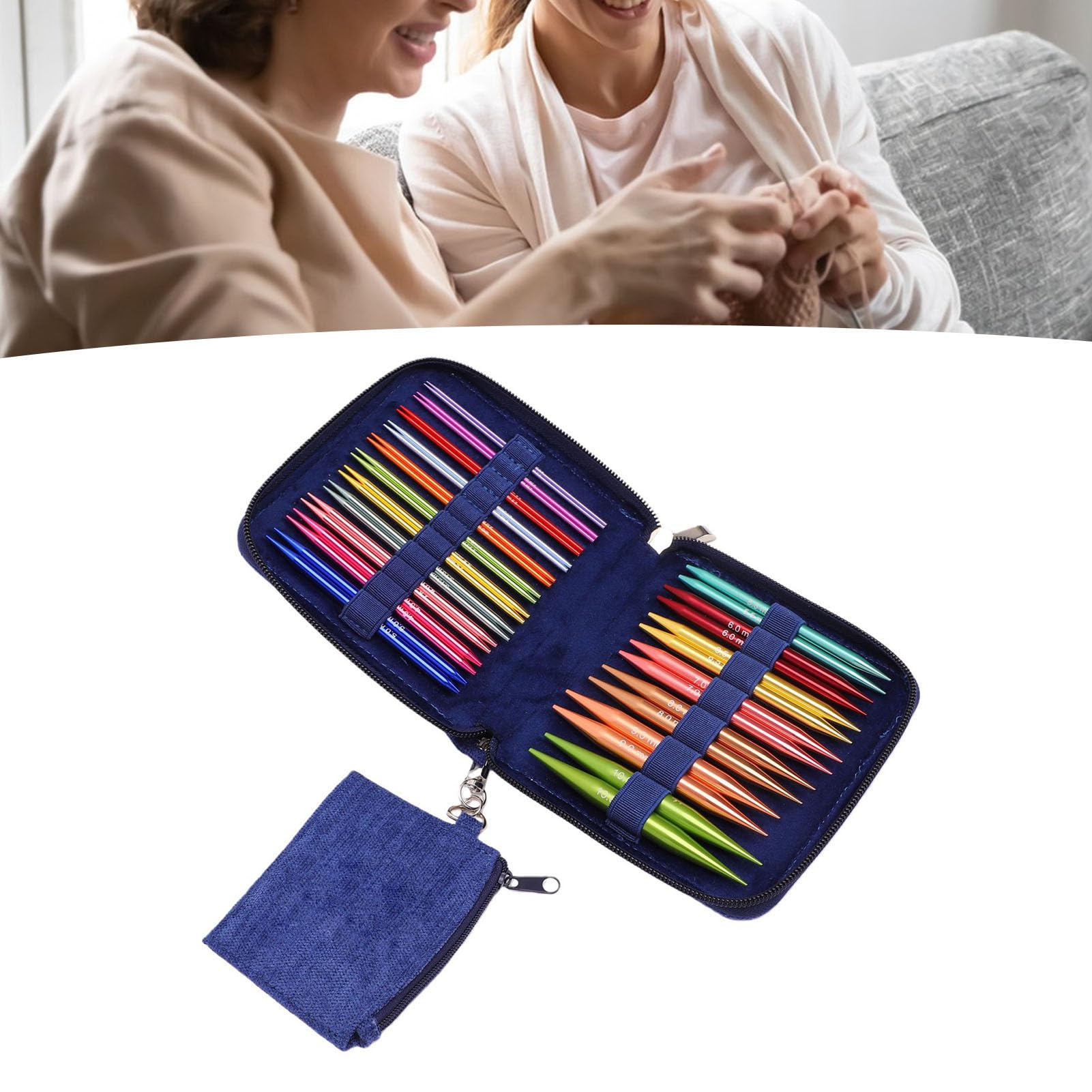 Leftwei Juego de Agujas de Tejer Circulares Intercambiables, 18 Pares de Agujas de Aluminio de 2,0 Mm a 10,0 Mm, 4 Cables con Bolsa de Almacenamiento, Ideal para Calcetines, Bufandas, Suéteres y