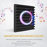 Vista 3 de Paquete de 12 paneles de espuma acústica, cuñas insonorizantes de alta densidad de 1 x 12 x 12 pulgadas para pared, recuperación rápida, resistentes