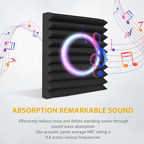 Miniatura 3 de Paneles de espuma acústica, paquete de 48 paneles de 1 x 12 x 12 pulgadas, paneles de insonorización rojos para pared, absorción de ruido y