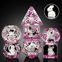 Vista 44 de Juego de dados de juego D&D de White Cat Gaming, DNDND 7 piezas de dados de resina DND con bolsa de terciopelo para juegos de rol y juegos de mesa