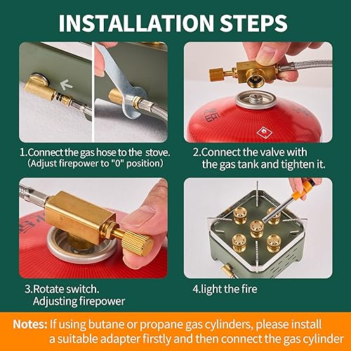 Miniatura 8 de Estufa de campamento de 30,000 BTU, estufa de gas portátil para campamento, pequeña estufa de butano de propano a prueba de viento, acero