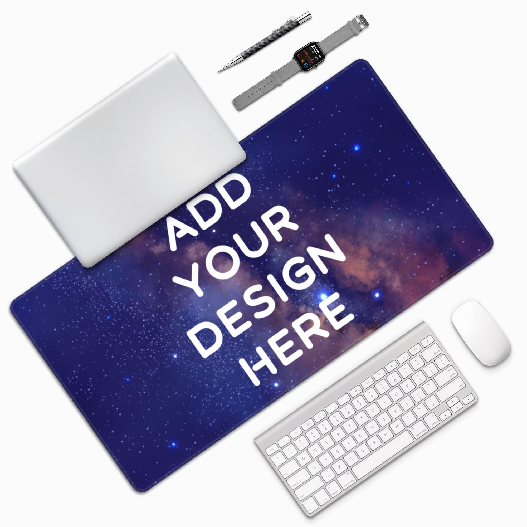 ANSTING Custom Large Desk Pad with Photo Text Personalized Picture Logo Non-Slip Game Computer Mouse Mat Customized Office Supplies (29.5" x 16" - 1