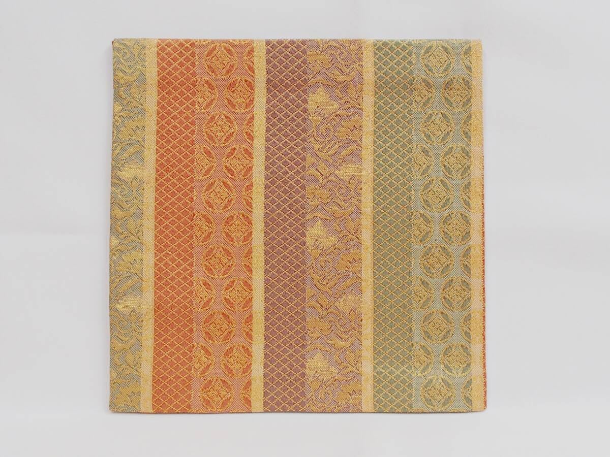 茶道具 江戸期 大型古材短冊掛 古裂装飾 裏透かし彫り『日月』★時代物★希少品 茶道具 古帛紗 正絹 石畳地鳳凰鶴紋又は菱鶴裂 古服紗 古袱紗 古