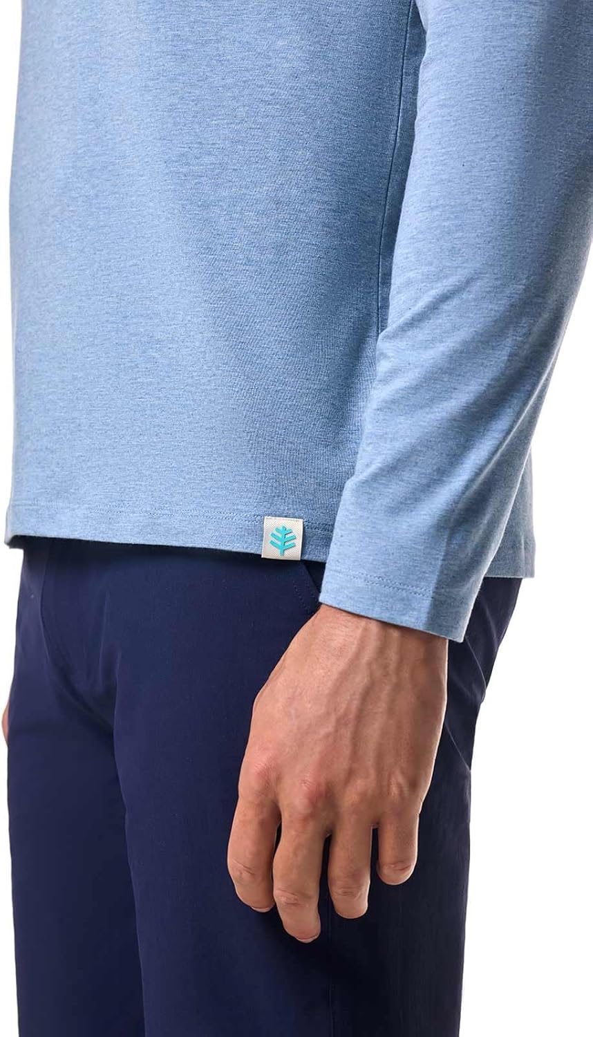 Coolibar UPF 50+ Men's Morada Everyday Long Sleeve V-Neck T-Shirt - Sun Protective Black