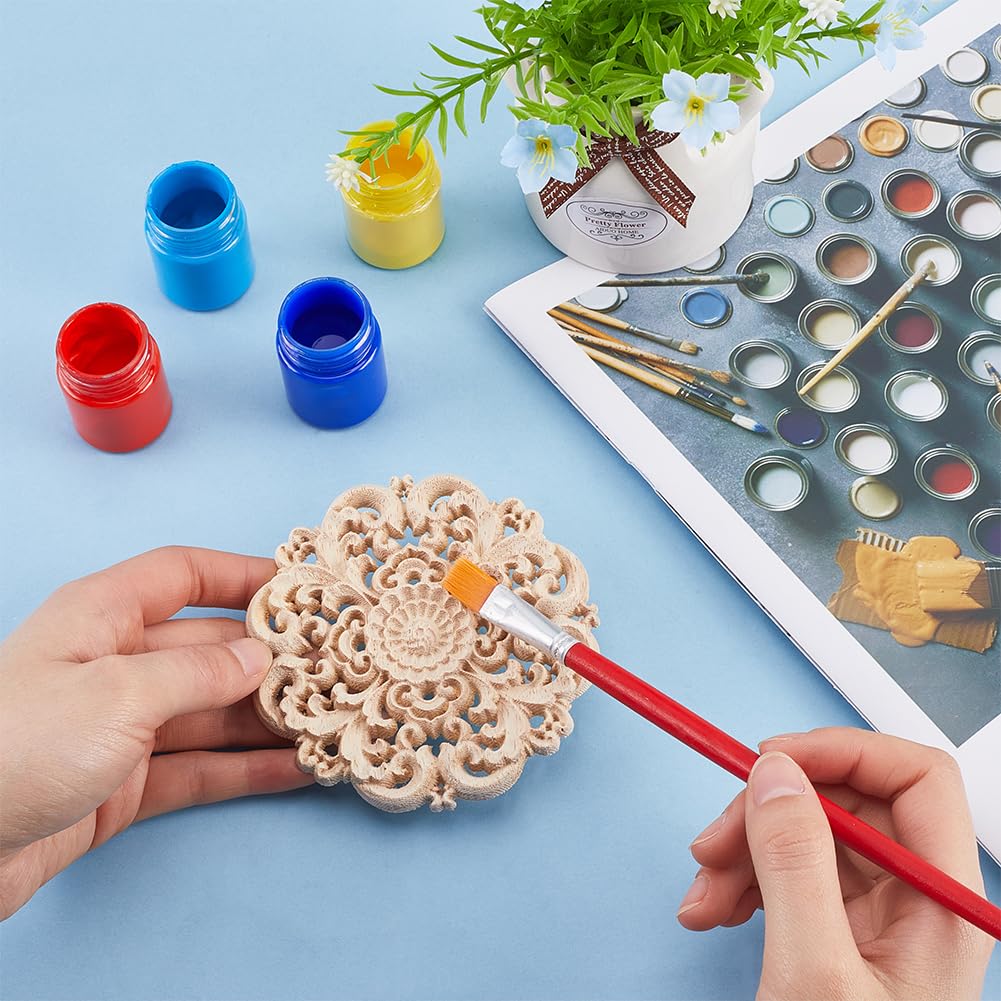 GORGECRAFT 10 Appliques Bois Fleurs Sculptées 50mm - Décorations Meubles DIY Non Peintes - Pour Portes, Armoires