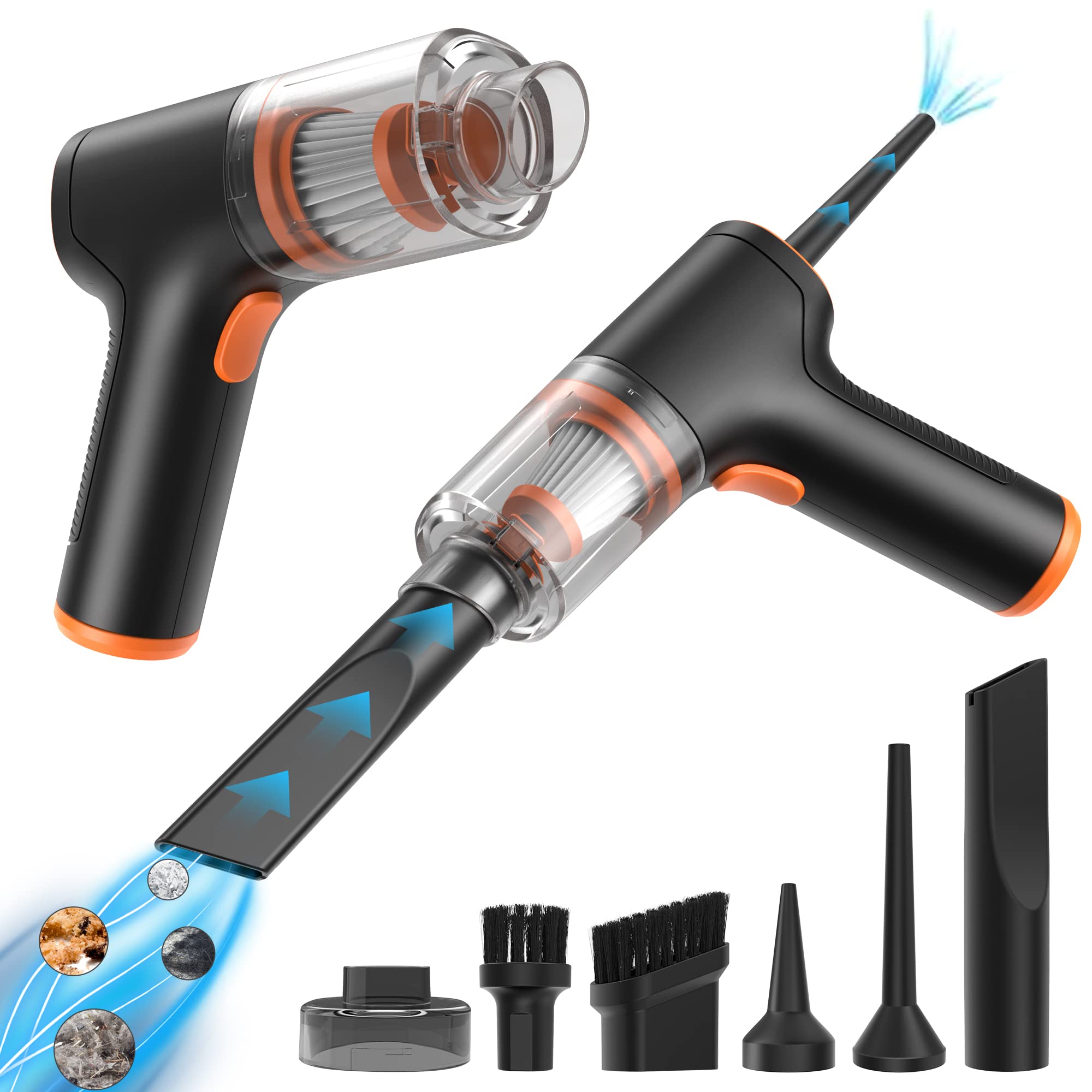 Tidyblus Car Vacuum Cleaner,Car Vacuum Cleaner High Power Cordless,Car Vacuum Cordless Rechargeable,Portable Mini Hand Held Vacuum&Air Duster Handheld Small Wireless Vaccuum for Vehicle/Home/Office