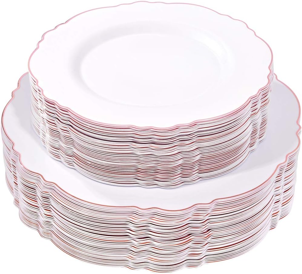 Shellwei 200 Pcs Plastic Plates Plastic Dinner Plates With