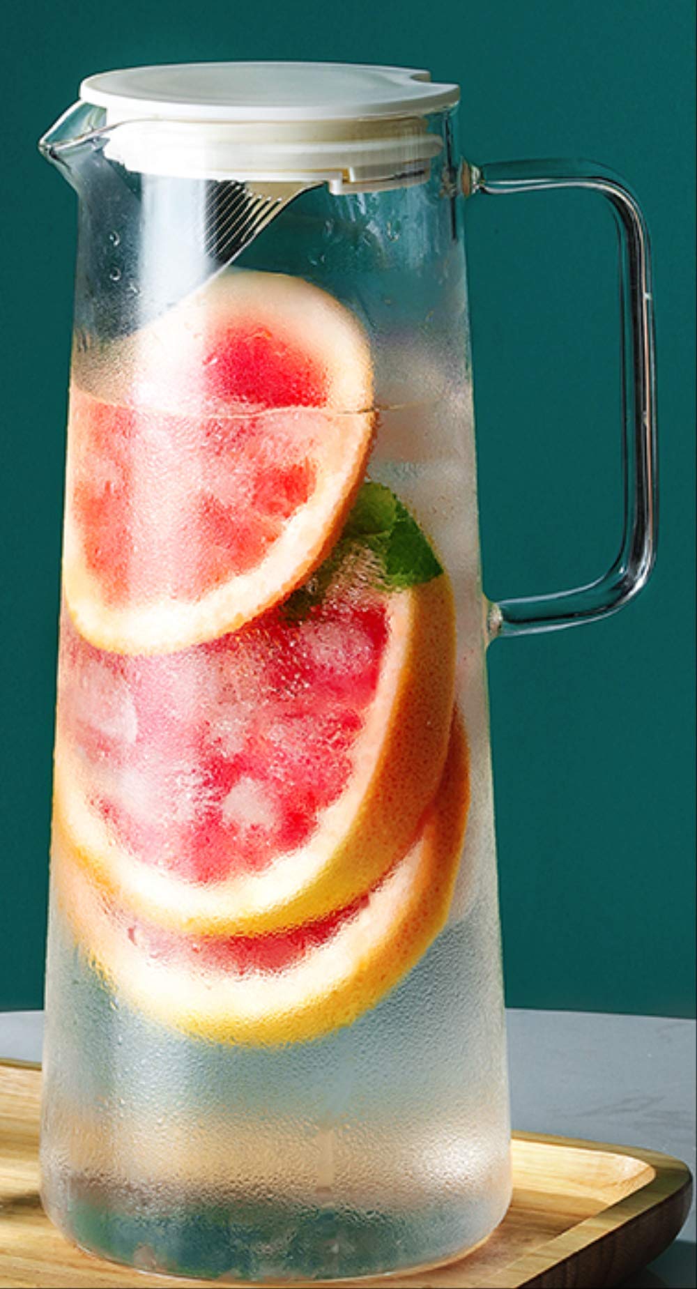 Botella de agua fría de vidrio para nevera y tetera casera resistente al calor de 1500 ml