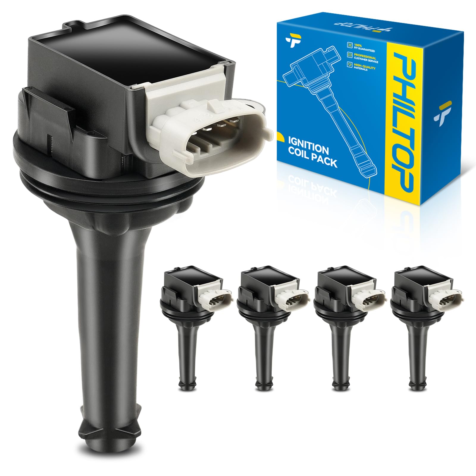PHILTOP 5-Pack Ignition Coil UF517 Fit for S40/60 C30/70 XC60/70 V50/70 V60 | Volvo S40/60, C30/70, XC60/70, V50/70, V60 Cross Country, V60, S60 Cross Country