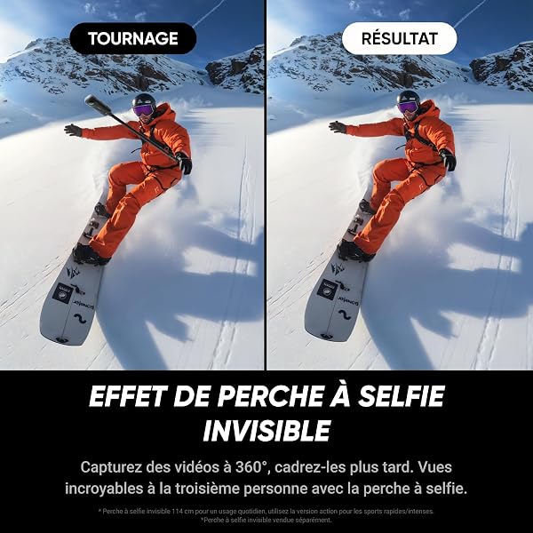 Insta360 X5 - Caméra 360 8K, Perche à Selfie Invisible, qualité Premium Jour et Nuit, objectifs Robustes & remplaçables, Appareil Photo vidéo étanche, dashcam, pour vlog, Moto, Sport, Voyage - 4