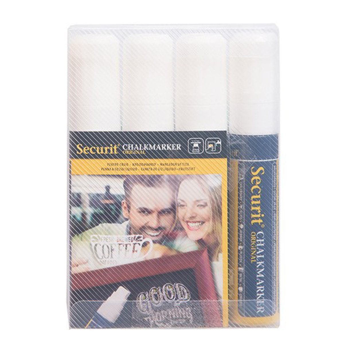 Visiodirect Lot de 4 feutres-Craie à Encre Liquide Blanc 7 à 15 mm