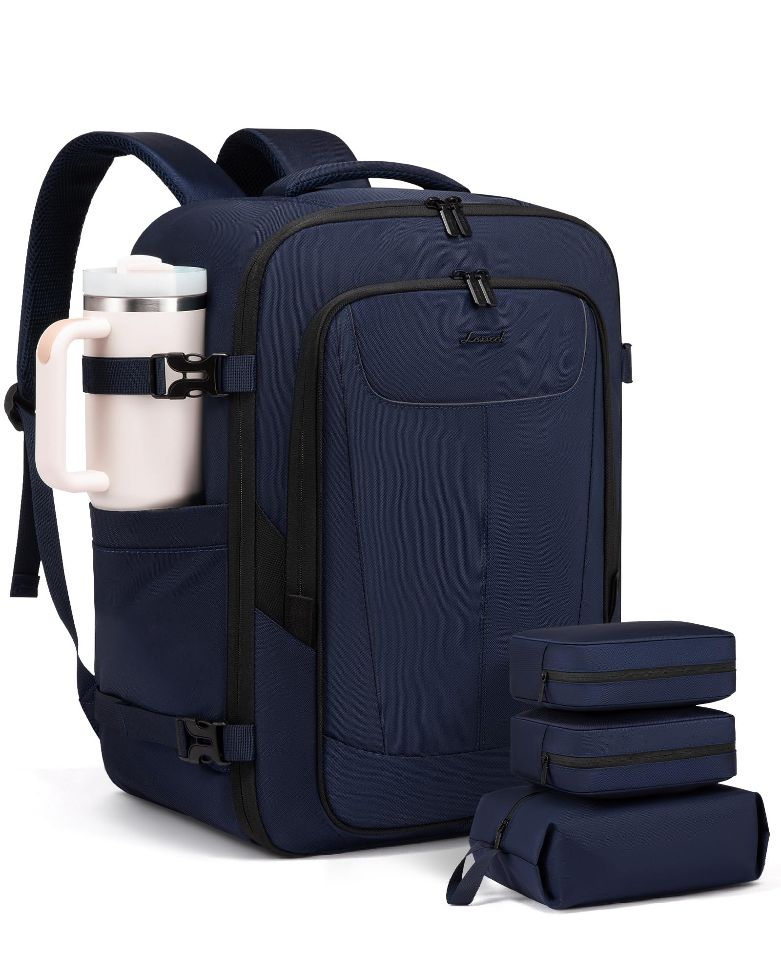 LOVEVOOK Handgepäck Rucksack, 40L Groß Reiserucksack Flugzeug 17,3 Zoll Travel Backpack Herren Damen mit Laptopfach, Carry On Luggage Cabin Bag Kofferrucksack Tasche für Reise Business Wandern, Blau