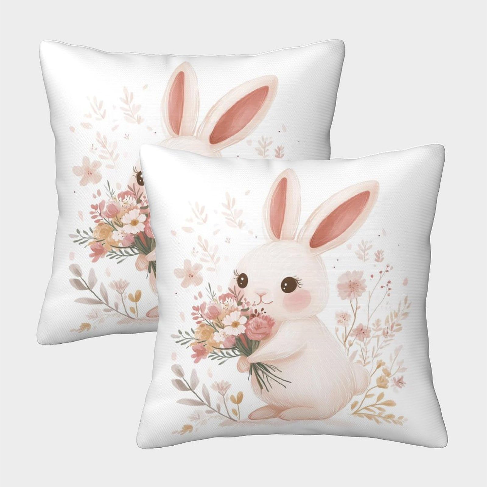 QFVANSIYO Adorable Bunny 3D Printed Microfiber Pillowcase Bedroom Decor for Adults Teens Bunny Pillow Cover Soft Breathable 40x40cm