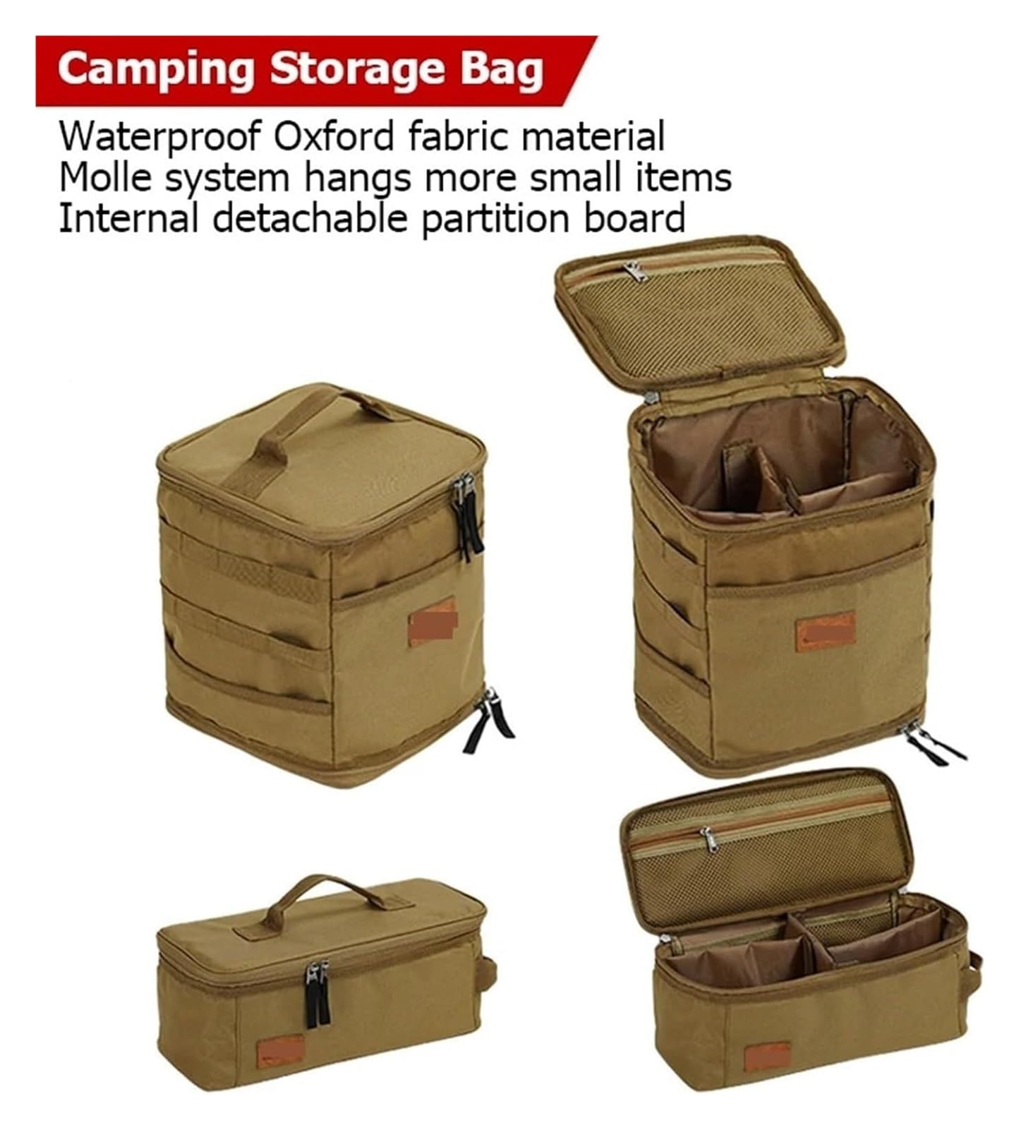 Borsa portaoggetti per esterni di grande capacità, borsa portatile per campeggio ed escursionismo, resistente tessuto Oxford per picnic e organizzazione degli attrezzi