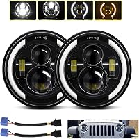 Kairiyard 7 Inch LED Fényszóró 100W 10000LM Angel Eyes 4 Módú Offroad Lámpa Wrangler Hummer 1