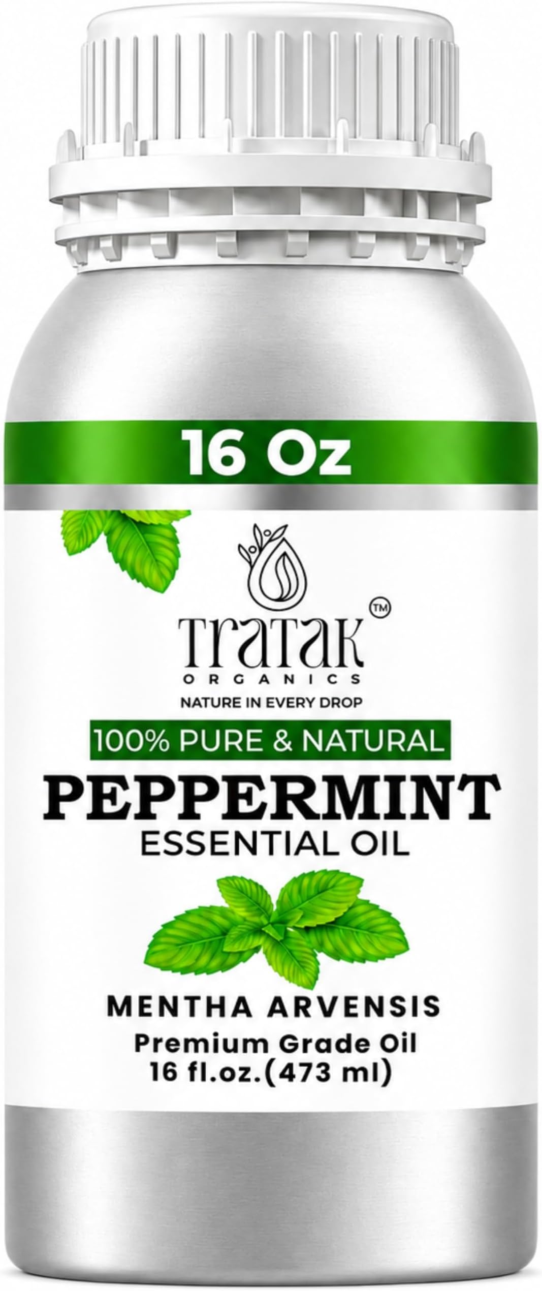 Peppermint Essential Oil - 100% Pure and Natural Oil with Premium Dropper - Undiluted Essential Oil for Aromatherapy, Diffuser, Hair Care, Skin Massage and DIY's - Huge 16 Oz
