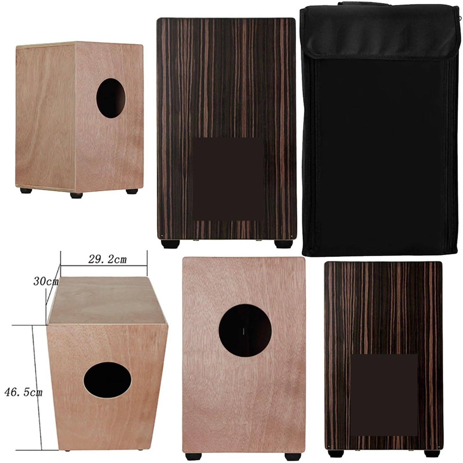 Cajon Cajon portatile, compatto, in legno, da viaggio, con custodia, strumento musicale a percussione