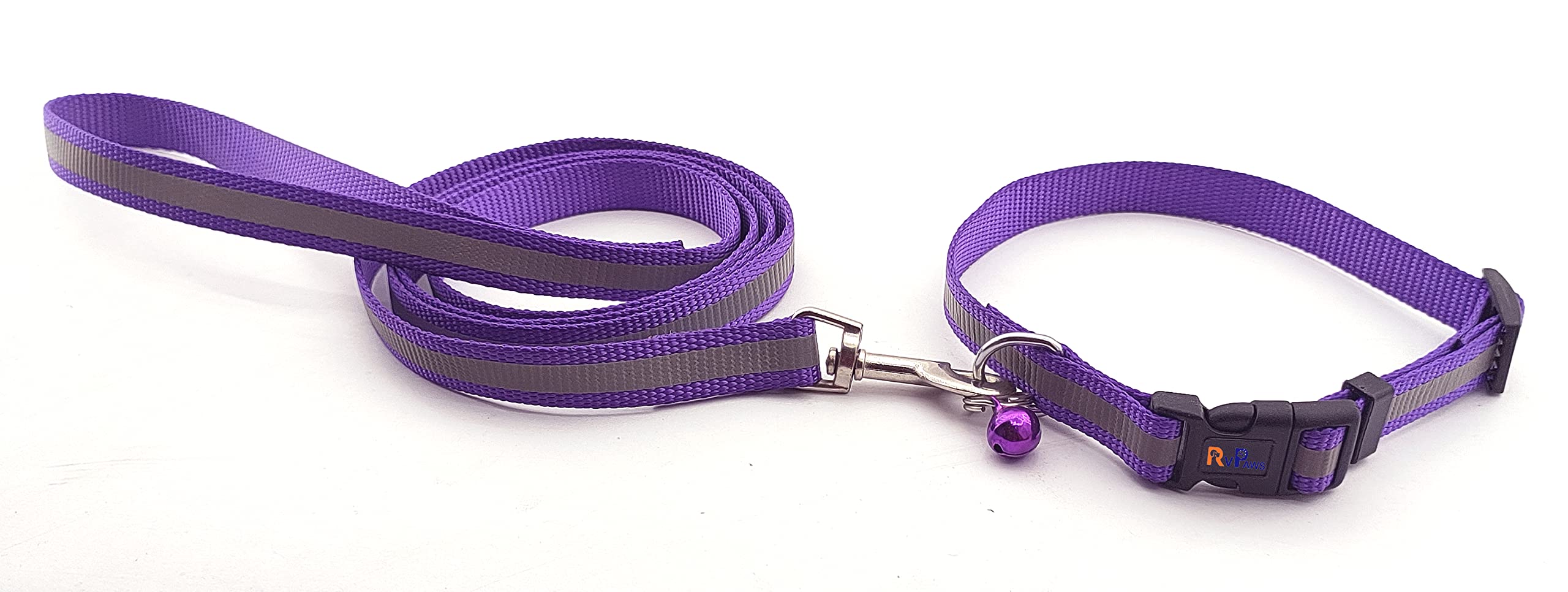 RvPaws Reflective Safety Dog Leash Collar for Puppy Radium Set 15 MM with Bell for Cats and Kitten 0.5 Inch for Small Dog (Purple Color) (B0BCKSH1L3) Amazon Price History, Amazon Price Tracker
