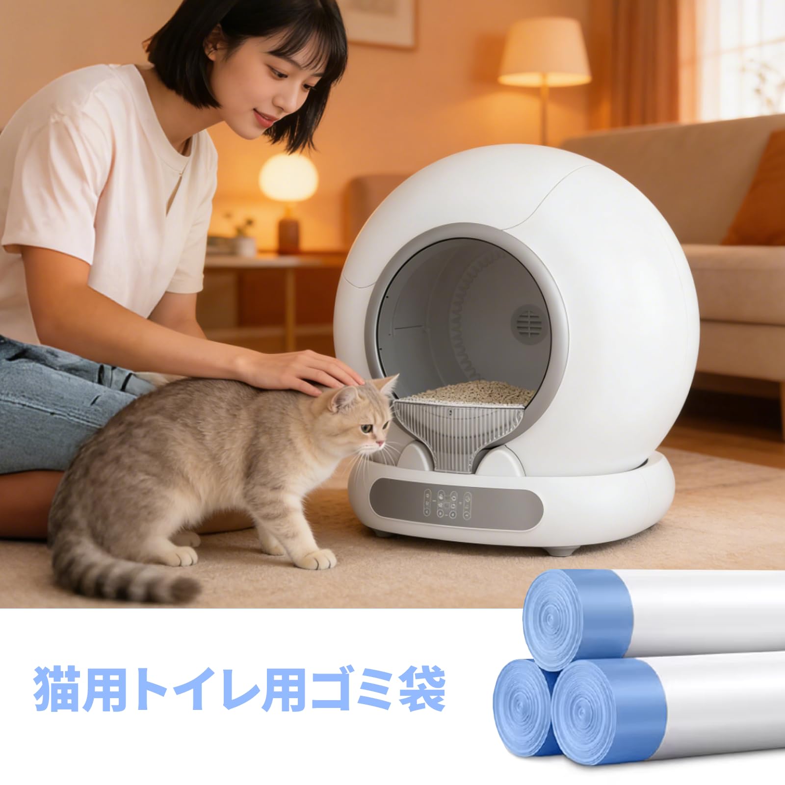 Amazon.co.jp: ごみ袋 猫 自動トイレ 交換用 45枚 48×44cm 多くの自動