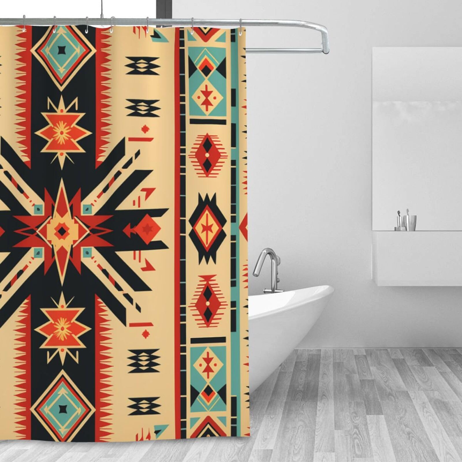 Rideau de douche moderne Navaho : l'ambiance chaleureuse d'un spa scandinave chez vous