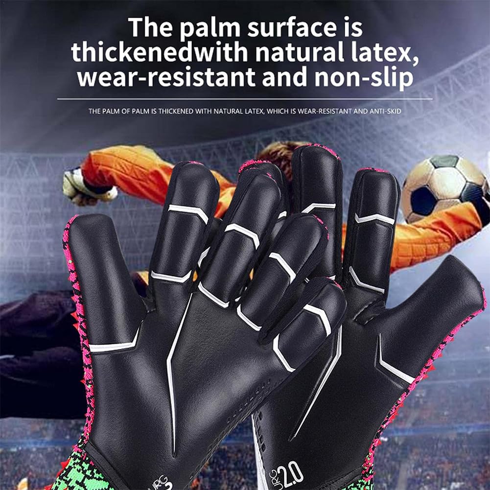 Guantes de portero de fútbol para niños, jóvenes y adultos, guantes de fútbol ajustados de cuero con agarre adhesivo para niños, niños, adultos, portero de fútbol, ​​beneficios antideslizantes 10 C
