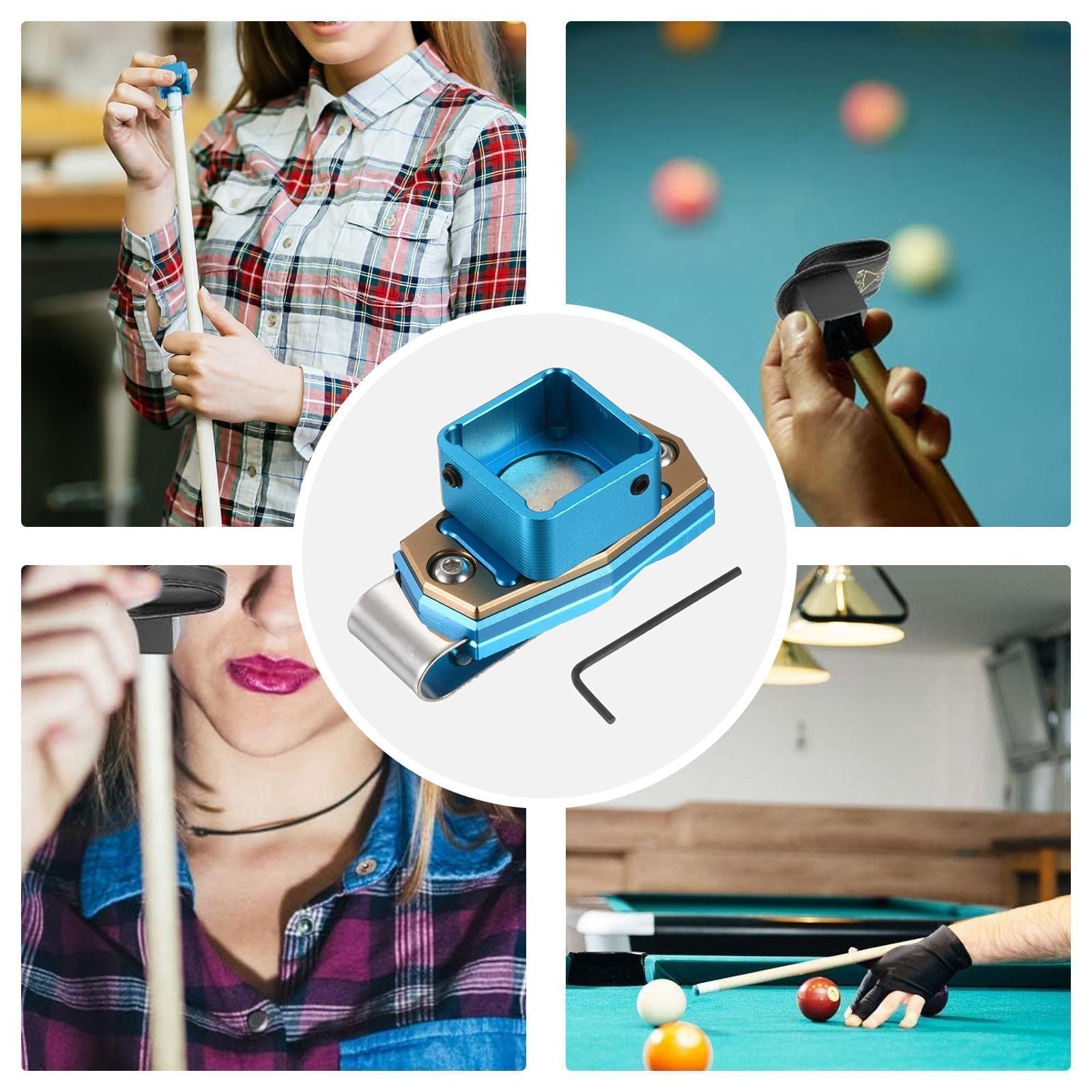 HARY Supporto magnetico per gessetti da biliardo, porta gessetti da biliardo blu, in lega di alluminio, con clip per cintura, resistente, per stecca da biliardo e accessori sportivi