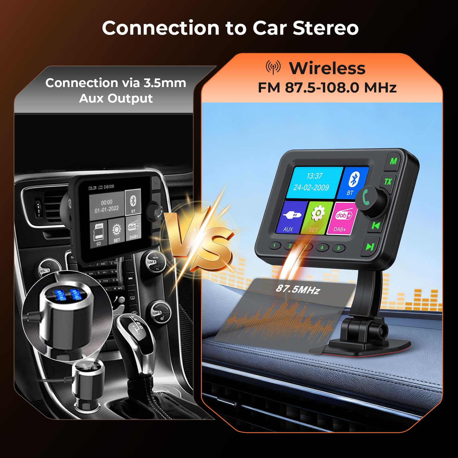 Inefala 2026 Upgrade DAB DAB+ Adapter für Autoradio 2,8 Zoll TFT LCD
