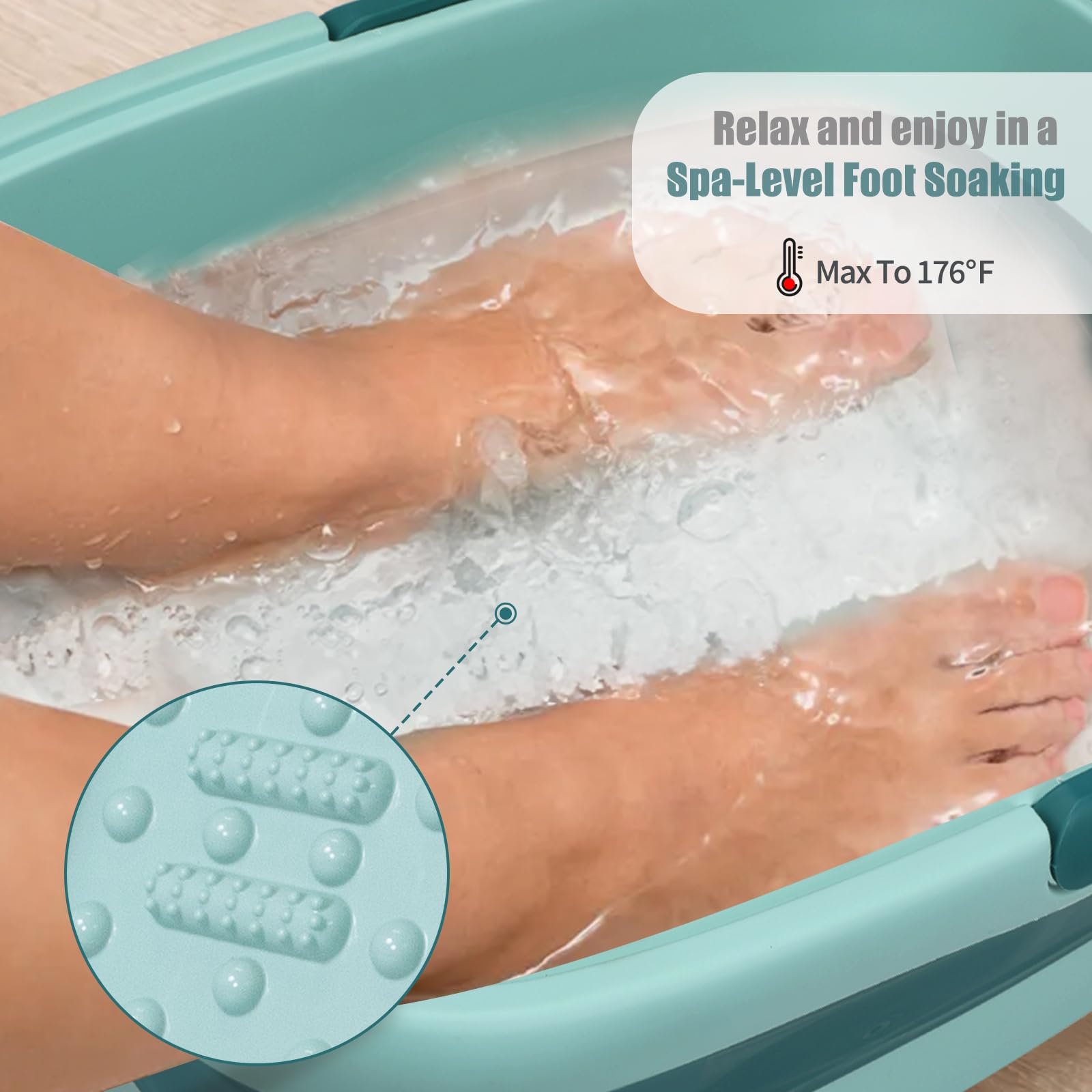 DEANIC Foot Spa, kąpiel stóp z masażerem, składana miska do pedicure z uchwytem do przenoszenia, Footspa dla kobiet i mężczyzn, miska do kąpieli stóp (Niebieski)