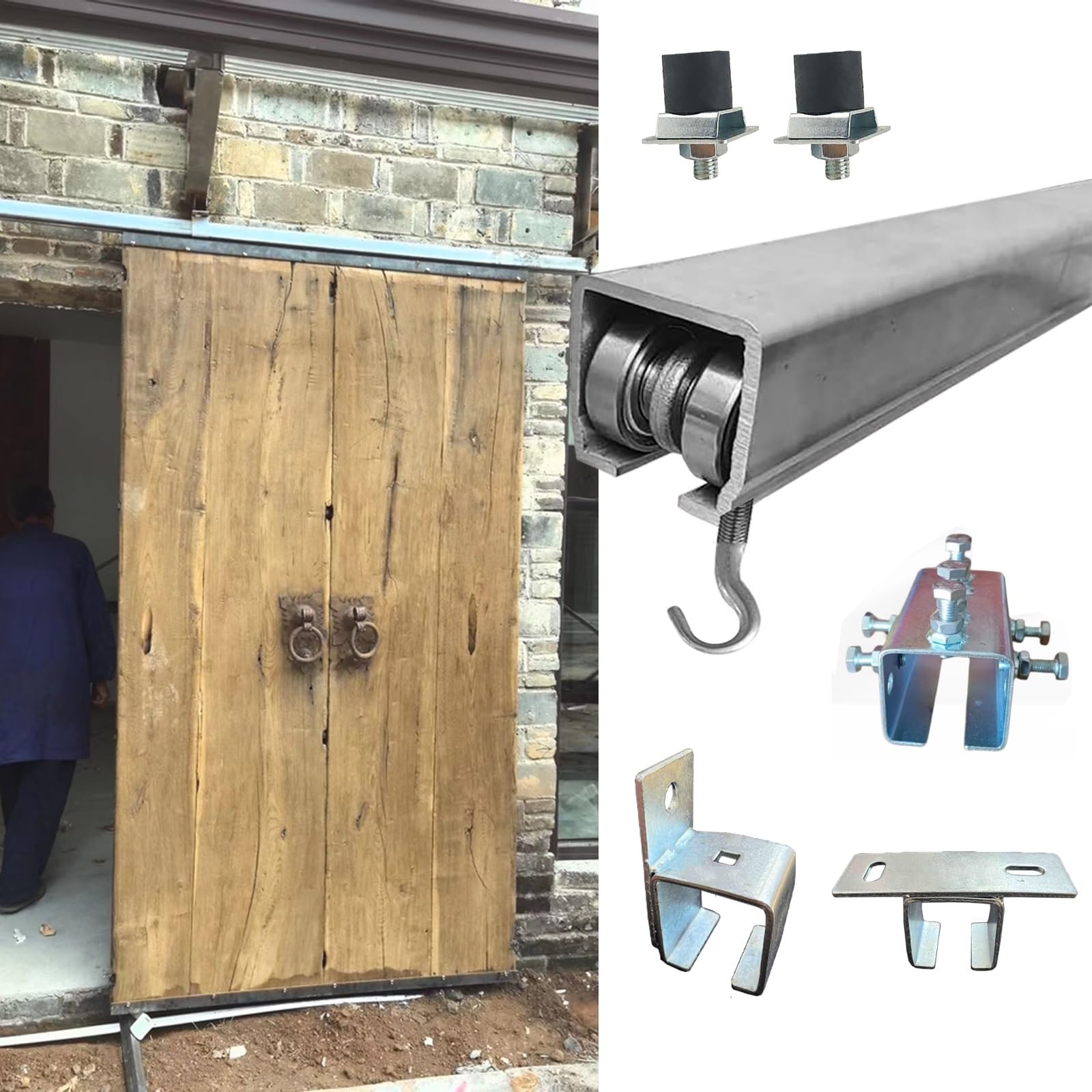 Galvanized Steel Unistrut Channel with 4 Wheel Trolley Rollers - Durable Track Solution for Bypass, Garage, Sliding, and Pocket Doors, Sun Room Skylights, and Hanging Sandbags