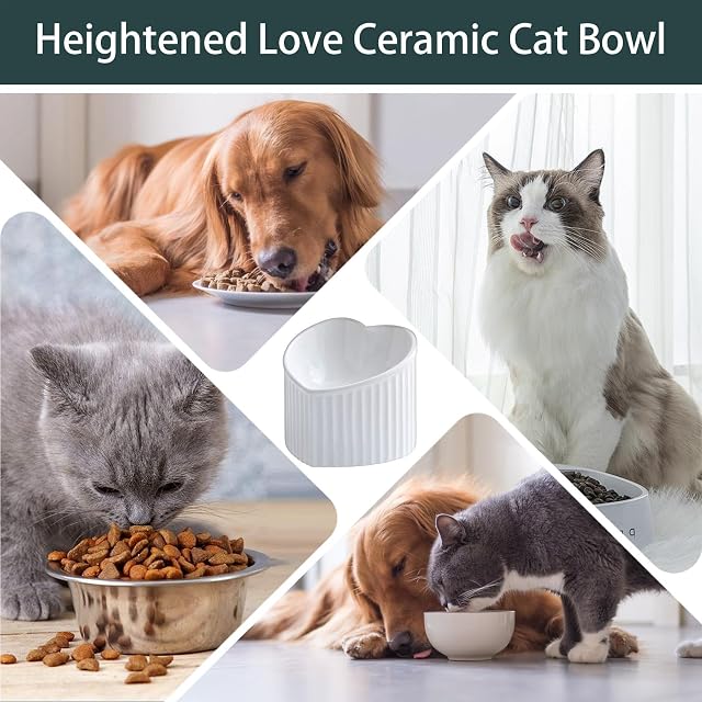 Foto 4 de 8 de Opilroyn Comedero para Gatos, Cuencos de cerámica para Gatos, comedero Inclinado para Alimentos para Mascotas
