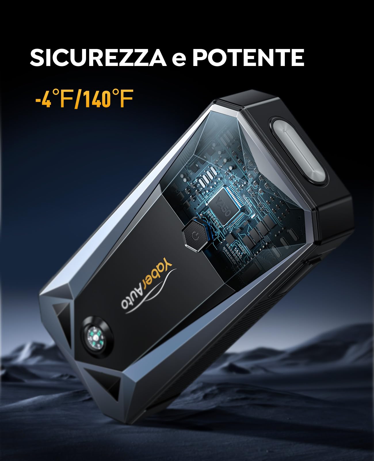 YaberAuto Booster Avviamento Auto 5000A 26800mAh Avviatore Emergenza per Auto(Tutto Benzina/10.0L Diesel) Avviatore Batteria Auto con Cavi Batteria Auto Estesi, intelligente Display LCD e Torcia LED