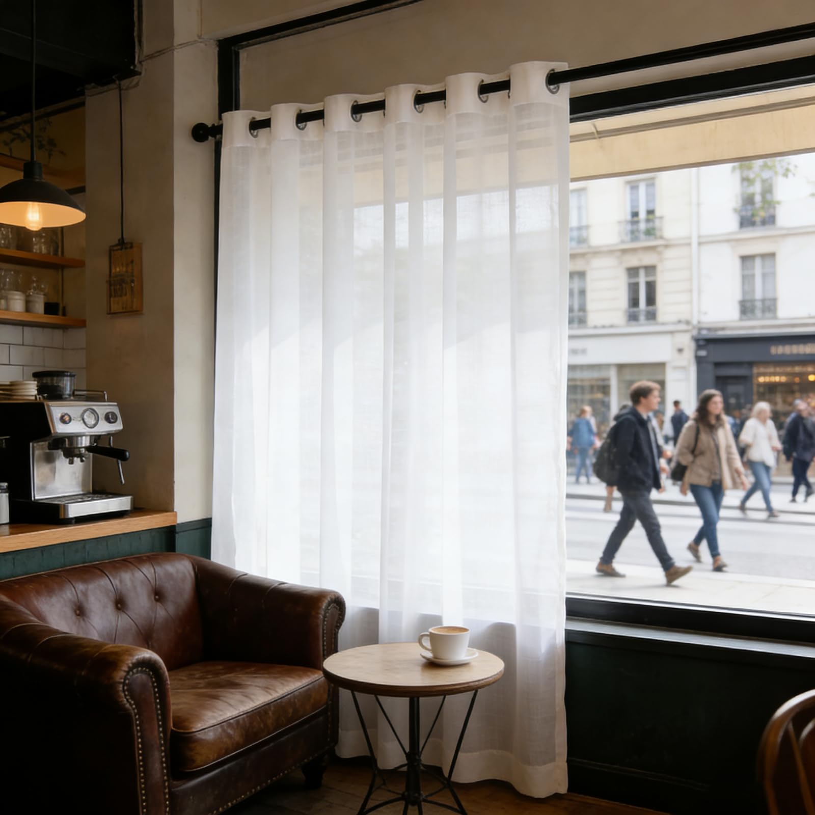 Voile Gardinen 200 x 270 cm Halbtransparent, Lichtdurchlässig Und Elegan, mit Ösen in Leinenoptik, Luftig Und Langlebig Leinenoptik Voile Vorhänge für Jedes Fenster, Weiß