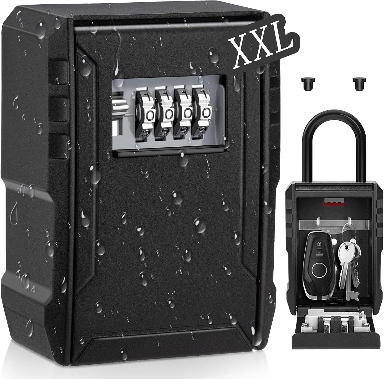 BKNOOU Large Key Lock Box for Outside Wall Mount Lockbox for keys Outdoor, Waterproof 4-Digit Combination Resettable Large Lock Box for Keys with Code for Realtor House Home Office Warehouse