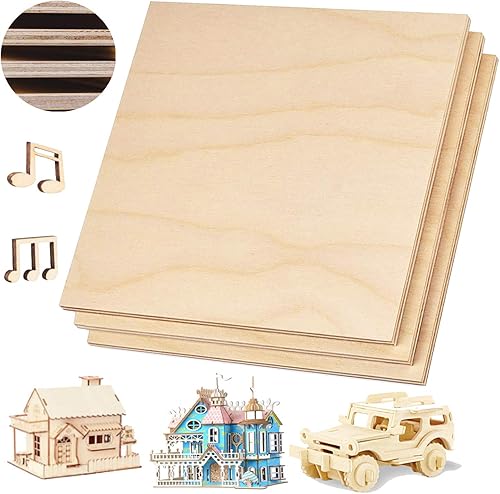 Miniatura 5 de Consmos Madera contrachapada de abedul báltico de 0.236in, 14 x 8 x 8 pulgadas, madera artesanal, paquete de 8 hojas de abedul báltico de grado BBB,