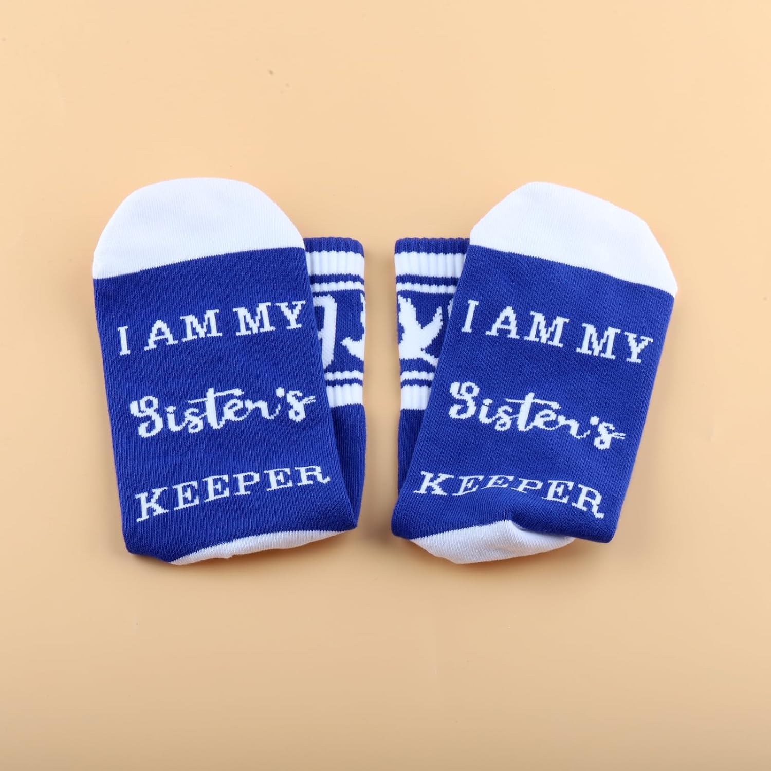 CENWA 1 Pair Blue and White Socks I���m My Sister’s Keeper Sorority Sister Gift - Image 6