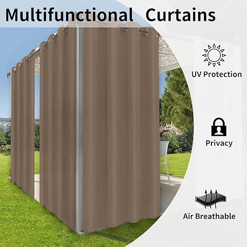 Miniatura 4 de OutdoorLines Cortinas impermeables para interiores y exteriores para patio  Panel de cortina de privacidad y bloqueo solar con ojales, resistente a