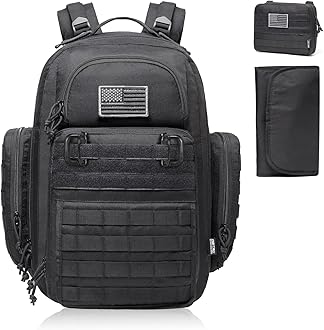 Diaper Bag Backpack for Dad, DBTAC Tactical Travel Baby Bag for Men W/Changing Pad, Insulated/Wipe Pockets, Stroller Straps