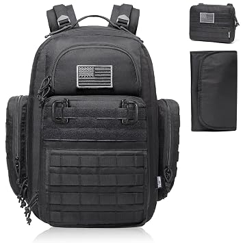 Diaper Bag Backpack for Dad, DBTAC Large Baby Nappy Bag for Men w/Changing Mat, Insulated+Wipe Pockets, Stroller Straps, Black