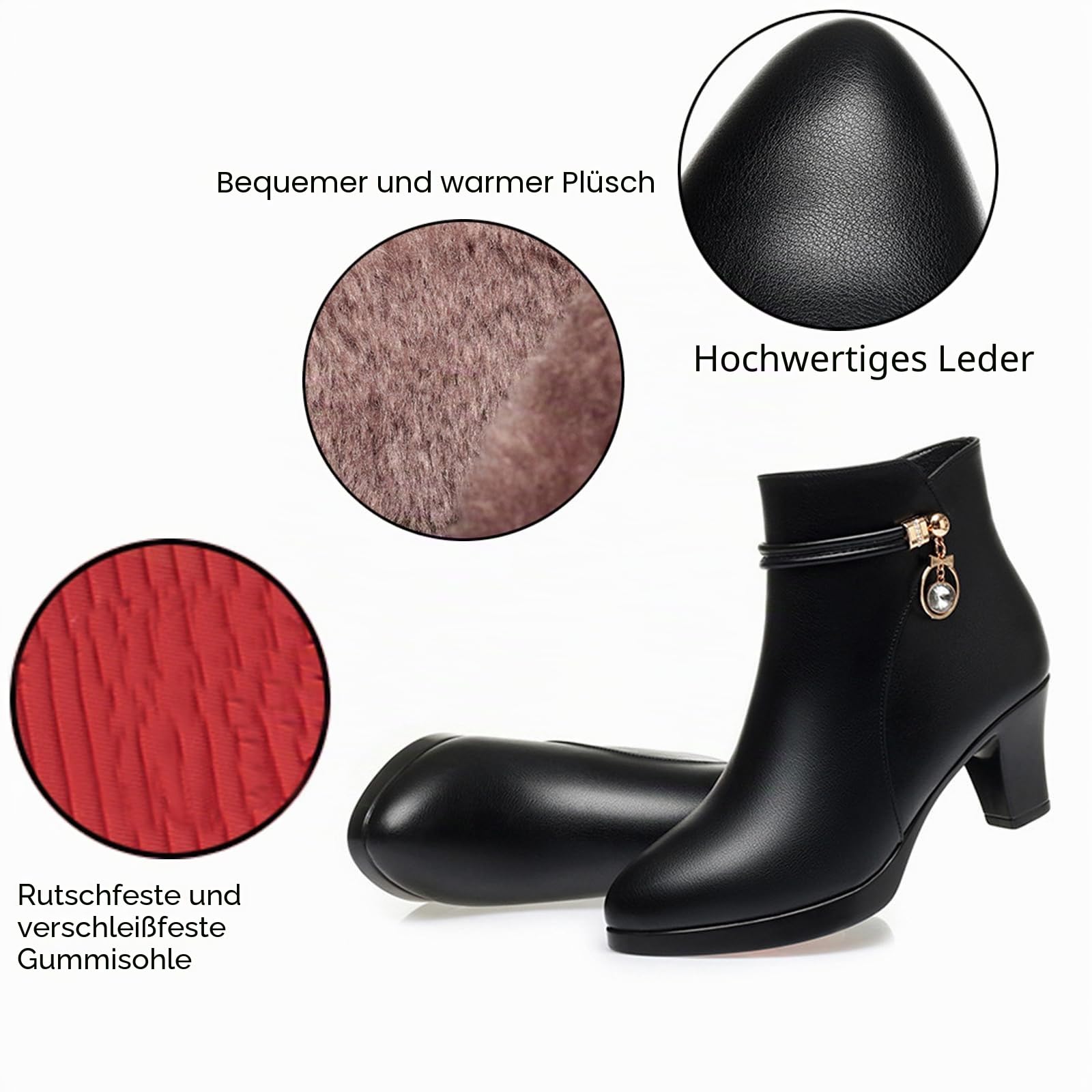 JXpxbao Damen Stiefeletten Mit Reißverschluss Absatz Stiefel Plateau Gefüttert Ankle Boots Aus Leder Extrem Warme Winterstiefel Damen Wasserdicht