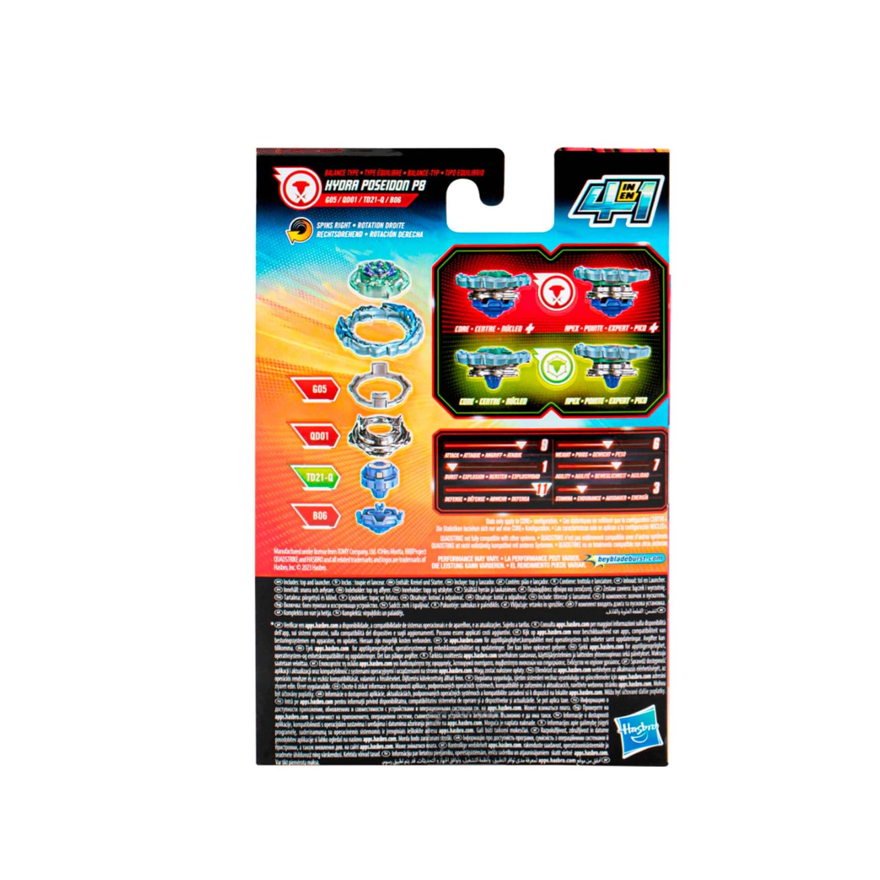 Beyblade Hasbro Burst QuadStrike Xcalius Power Speed Launcher, Juego de Beyblade Hasbro Burst QuadStrike Xcalius Power Speed Launcher, Juego de