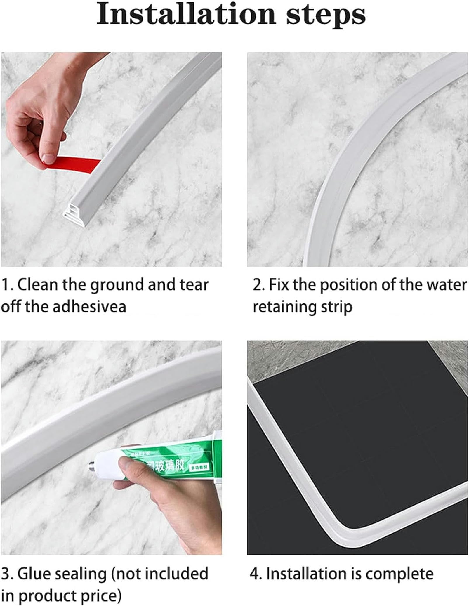 Barrera Autoadhesiva de Ducha y Bañeras sin Mamparas | Lamina de Goma de Silicona Vierteaguas Flexible, Umbral de Agua y Protector de Muebles de Baño
