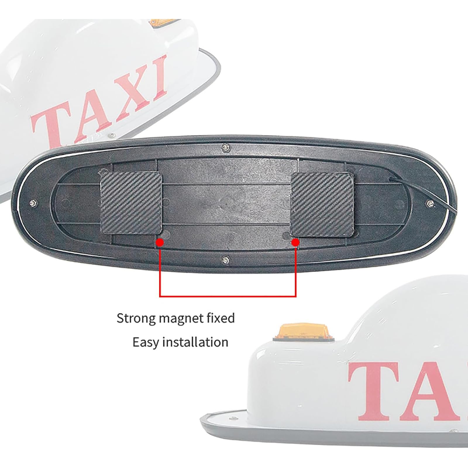 Znak LED Taxi, Wodoodporny Podświetlany Znak na Dach Taksówki, Mocny Magnes Stały/Zapobiegający Zarysowaniom Samochodu, Żarówki Taksówkowe Do Wszystkich Pojazdów