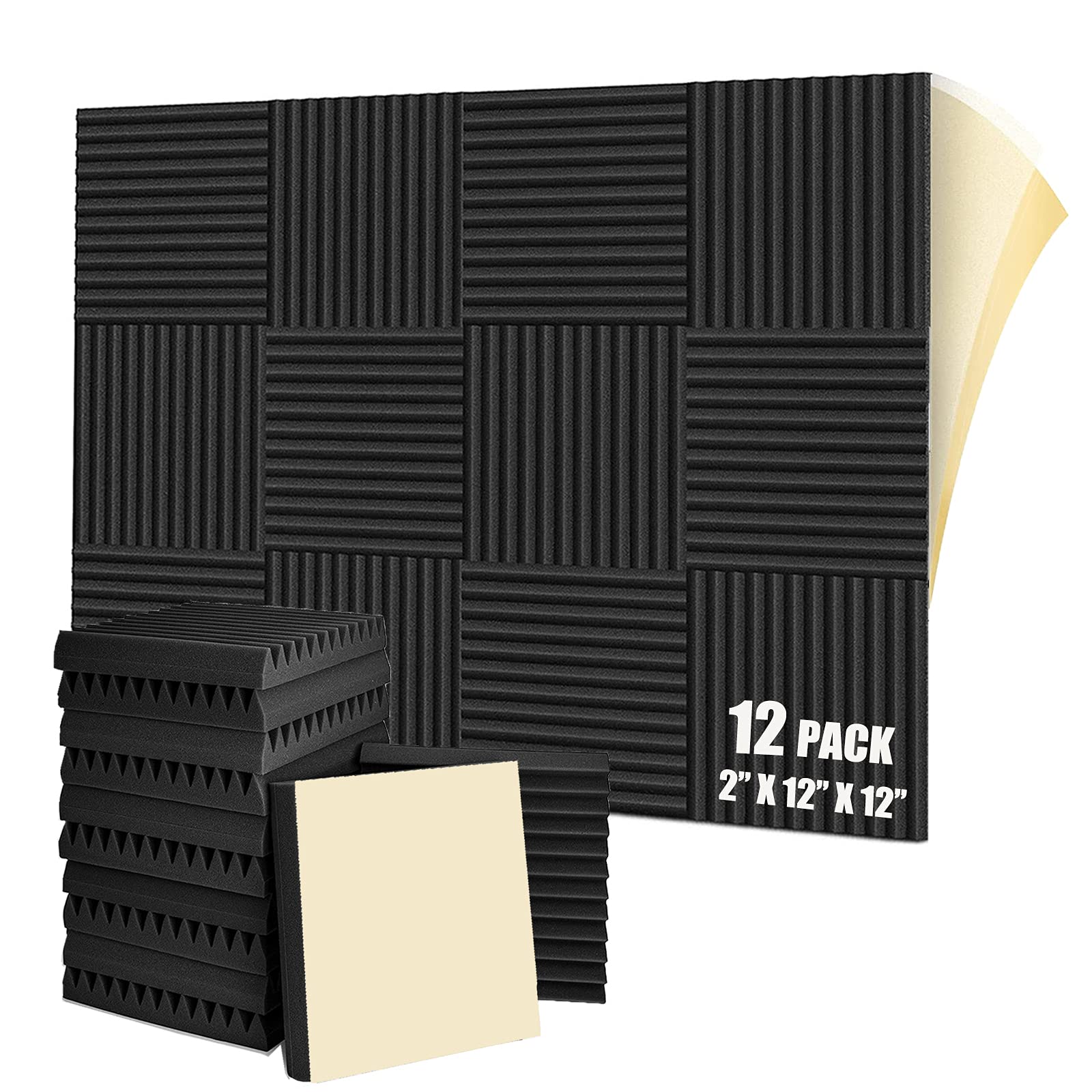 Buy Acoustic Foam Panels SelfAdhesive, 2" X 12" X 12" Acoustic Panels
