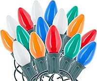 Vista 7 de Creative Hobbies Cadena de luces navideñas de 25 pies con bombillas incandescentes C7 transparentes – Luces clásicas de decoración navideña