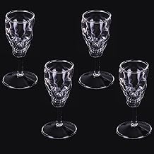 Wusteg 4 peças de copo de caveira com design de caveira criativa copo de caveira criativa copo de caveira de cristal copos de vidro de caveira decoração de halloween para decoração de bar presentes de decoração de natal