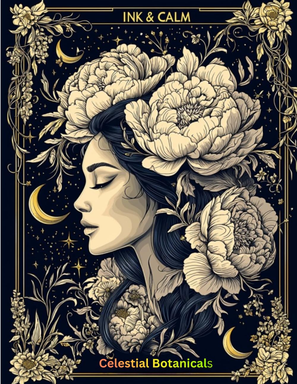 INK & CALM: Celestial Botanicals: An Adult Colouring Book Featuring Cosmic Flowers, Moon Phases, Mystic Plants & Stargazing Scenes for Stress Relief ... (INK & CALM Premium Colouring Collection)