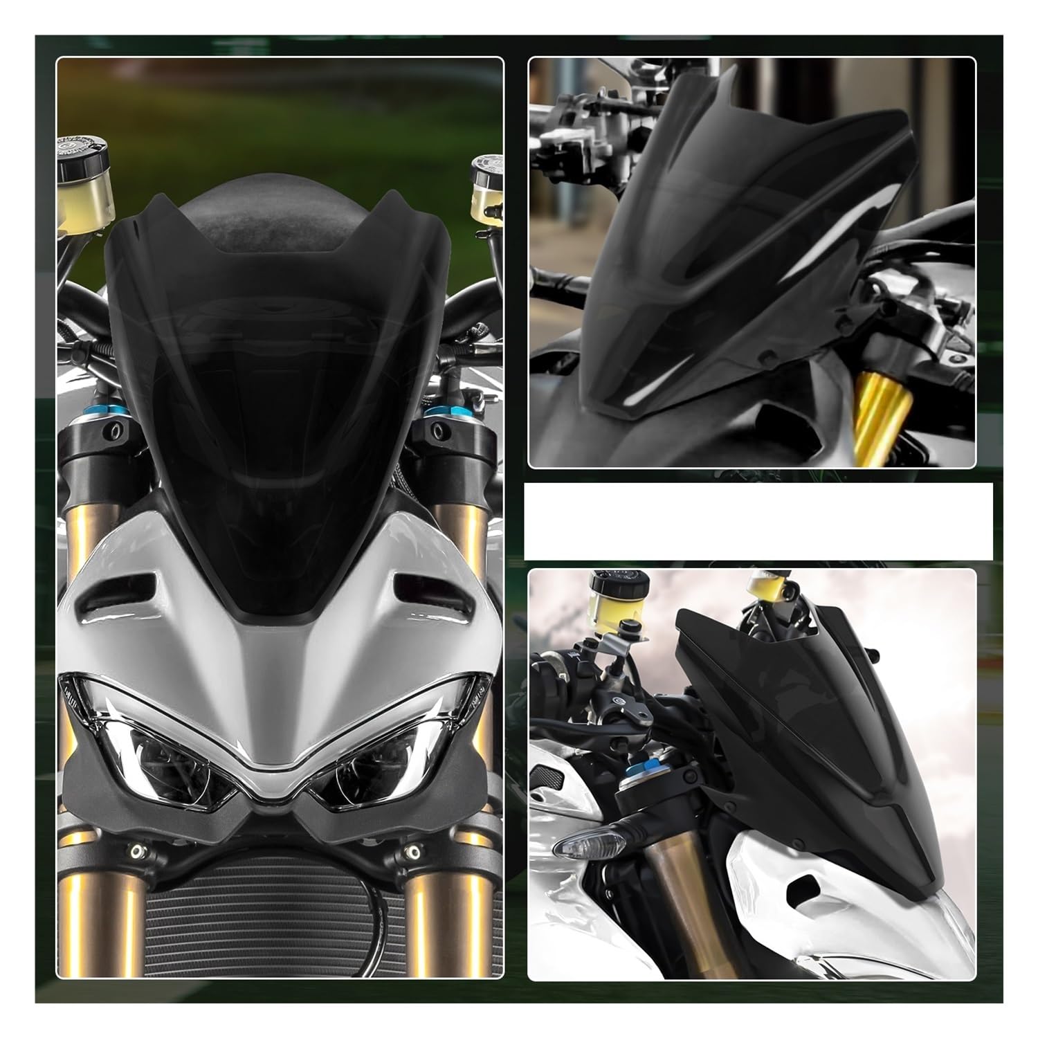 Pare-Brise Moto Pour Street Pour Fighter Pour V4 Pour V4S V2 2020-2022 Pare-brise Déflecteur D'écran Carénage Écran(Color 032)