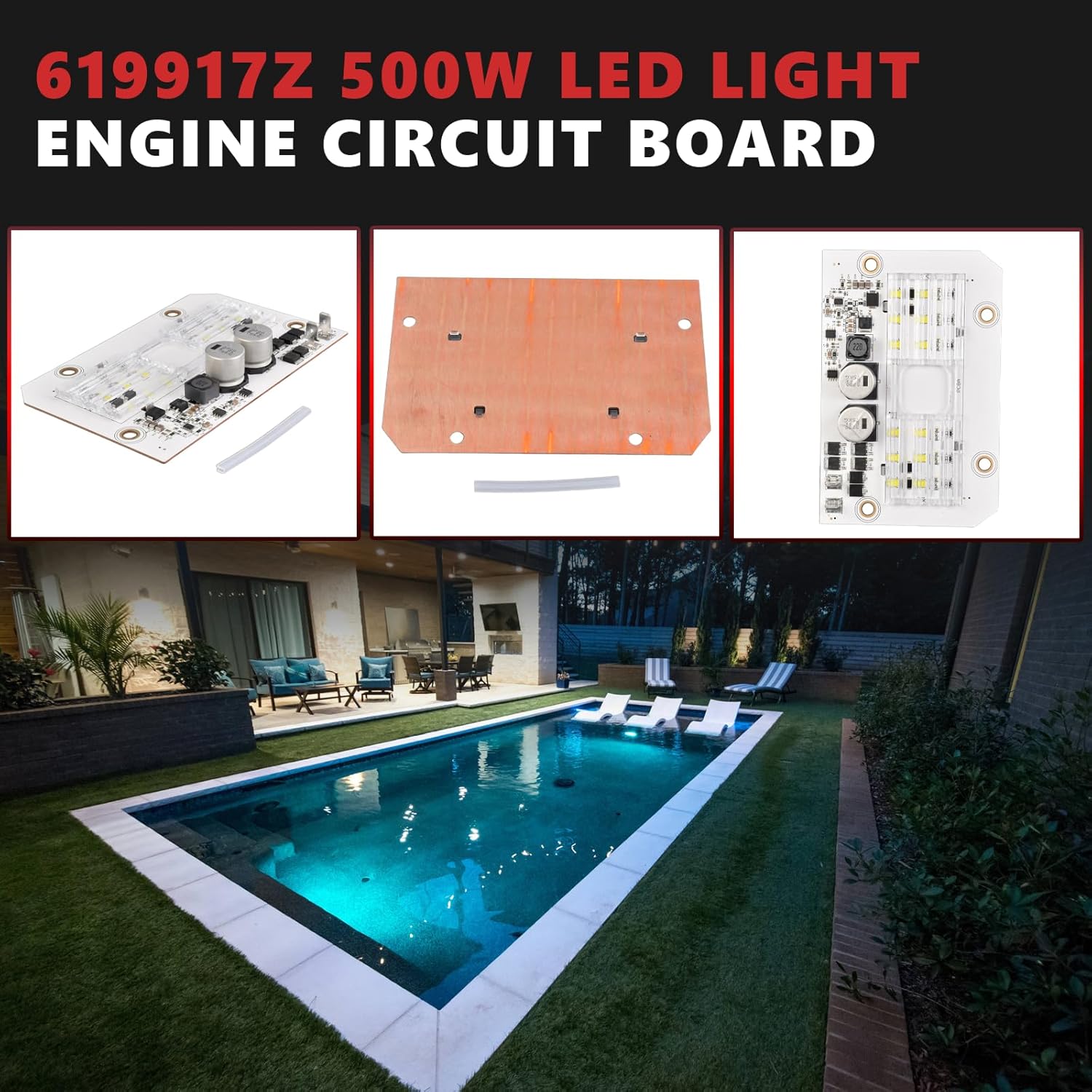 Upgraded 619917Z 500W Led Light Engine Circuit Board PCBA Compatible with Pentair IntelliBrite 5G White LED 55W Pool Light 2nd Generation 2011-Current 601300 601301 601302 601303 601304 601305 601306